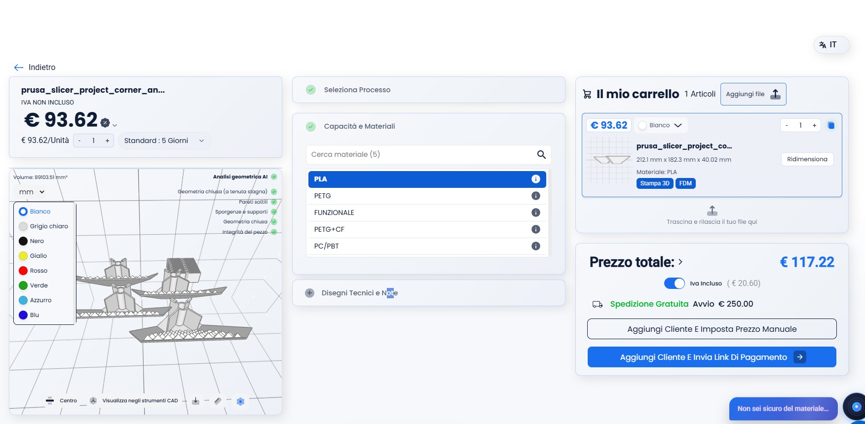 servizio di stampa 3D online